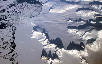 aerial image of glaciers in the Antarctic Peninsula