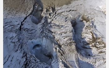 Meltwater channel, crevasses and collapse structures at the Eyjafjallajökull volcano.