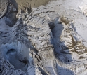Meltwater channel, crevasses and collapse structures at the Eyjafjallajökull volcano.