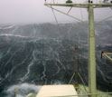 the research vessel Knorr in the fall/winter weather.