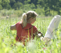 Scientist collecting insect samples at the KBS LTER site.