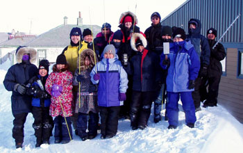 Elementary school students from Wales Kingikmiut School in the Kingikmiut Village of Wales