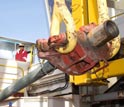 Photo of scientists preparing to drill into the sea-floor crust in the equatorial Pacific Ocean.