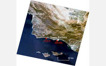 Landsat image of transects at the Arroyo Quemado and Mohawk kelp forests.