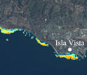 Landsat 5 image measured from 1982-2010 showing the kelp canopy biomass off Santa Barbara.