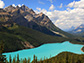 view of a cloud-free Peyto Lake