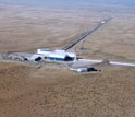 Photo showing an aerial view of the LIGO Hanford Observatory, located in southeastern Washington.