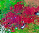 Map showing  burned area in Little Bear Fire in N.M.