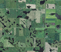 Prairie potholes in an agricultural landscape in North Dakota.