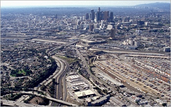 Aerial photo of Rte 10 & 5 interchange, Los Angeles, CA.