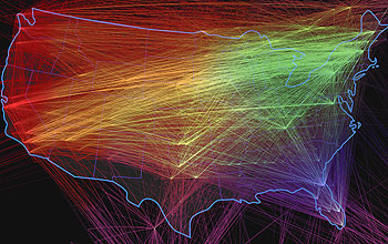 Map showing U.S. Internet connections