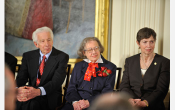 National Medal of Science awardees Stephen Benkovic on left, Esther Conwell and Marye Anne Fox.