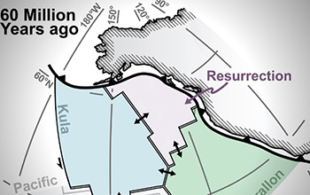 plate tectonic reconstruction of western North America 60 million years ago