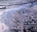 Photo showing mudflows of volcanic debris at Lourdes near Mount Pinatubo.