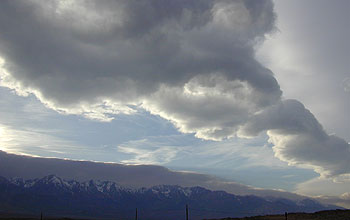 Whirlwind turbulence called atmospheric rotors forms on the lee side of high, steep mountains.