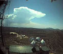 Screen capture from video showing smoke from a wildfire