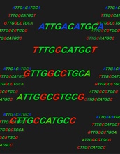 Artistic rendering of DNA-encoded mutations.