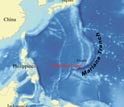 Map showing the location of the Mariana Trench, the deepest part of the world's oceans.