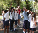 Photo of students identifying parkland birds in Florida.