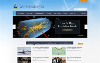 Screen capture of NSF's new home page.