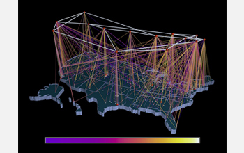 A visualization of the completed NSFNET T1 backbone in September 1991.