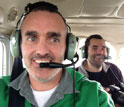 Scientists Chris Reddy (foreground) and Dave Valentine in a plane