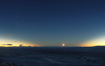 Approaching mid-totality of a total solar eclipse over Patagonia, July 11, 2010.