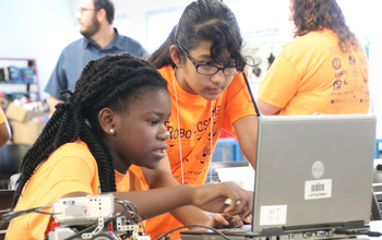 Students participating in summer robotics and engineering technology camps