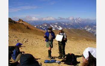 PIRE project scientists from the U.S. and Russia in the field at Russia's Mutnovsky Volcano