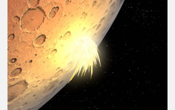 Illustration of impact after large piece of debris strikes planet