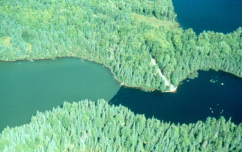 a lake with largemouth bass on right and without largemouth bass on left.