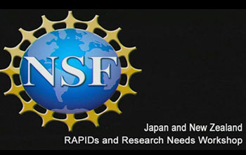 NSF logo and the words Japan and New Zealand, RAPIDs and Research Needs Workshop.