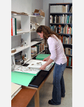 Renata Thibault, an undergraduate student at Black Hills State University sorts specimens.