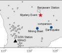 Map location of the 1993 seismic mystery event in Australia