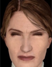 Digital representation of a human face with expression of discomfort