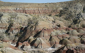 red, purple and orange Paleocene-Eocene Thermal Maximum soil horizons
