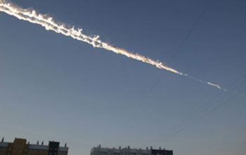 Sky showing a meteor trail over eastern Russia