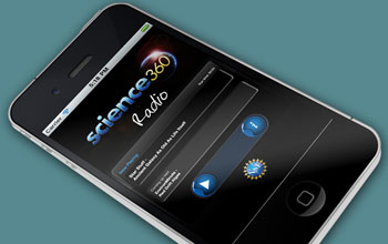 the Science360 Radio app on an iPhone.