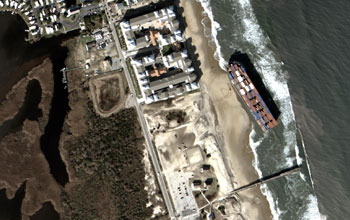 Satellite image of Virginia Beach, which is built largely on a barrier island.