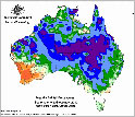 map showing Rainfall in Australia in 2010 reached levels far above normal.