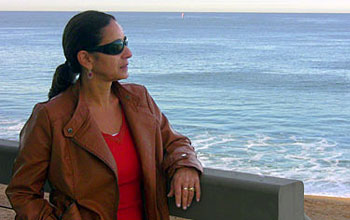 Photo of marine scientist Adina Paytan near the ocean.