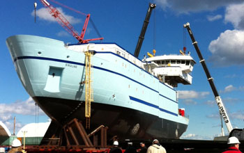 the R/V Sikuliaq under construction.