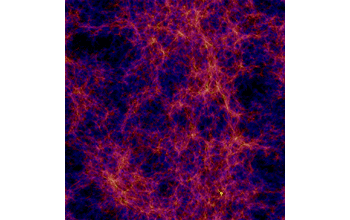 Snapshot from a simulation showing evolution of structure in a large volume of the universe