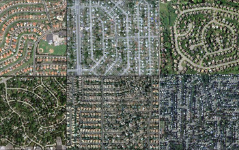 Aerial views of San Diego, Miami, Philadelphia, Chicago, Phoenix and Levittown.