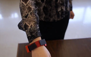 Arm with wearable device around wrist