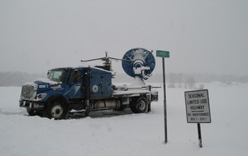 Photo of the DOW in a snowsquall north of Williamstown, N.Y.