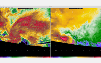 DOW Doppler radar showing a rotating cell in a snowband over Fair Haven, N.Y.