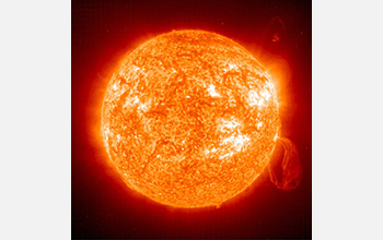 Photo of the Sun taken by the SOHO spacecraft.