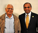 Photo of NSF Director Subra Suresh with his master's theis advisor, Shyam Bahadur, at Iowa State.