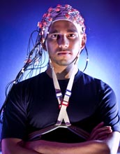 University of Maryland Professor José 'Pepe' Contreras-Vidal wears his non-invasive Brain Cap.